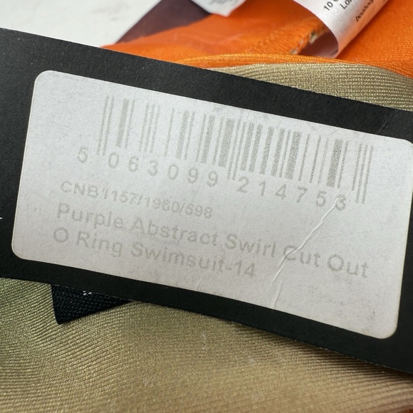 Pretty Little Thing Purple Abstract Swirl O Ring Swimsuit Size 10 Beach Pool NEW - Picture 7 of 8